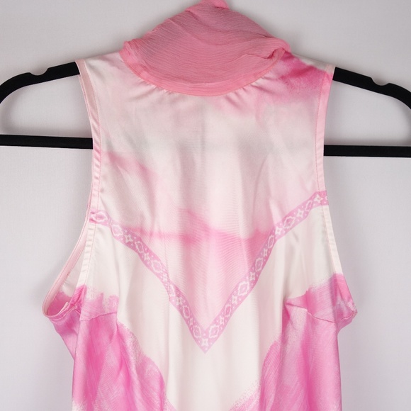 Lorena Conti Paris Pink Sleeveless Top w/ Scarf Collar Made In France, Size 2 - Picture 4 of 16